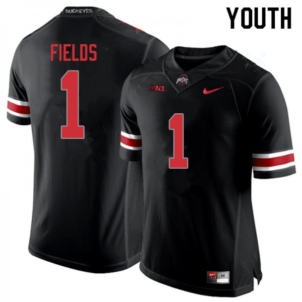 Ohio State Buckeyes #1 Justin Fields Youth Official Jersey Blackout - Click Image to Close